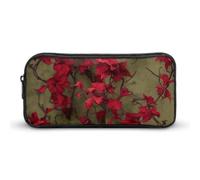 HETVBNS Red Flower Vine Pencil Case Large Capacity Zipper Pouch, Durable Pencil Box Organizer, Portable Small Cosmetic Bag for Office, Travel
