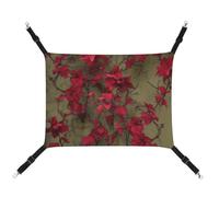 HETVBNS Red Flower Vine Pet Hammock for Cats & Dogs, Soft Breathable Canvas Hanging Hammock with Adjustable Straps, Comfortable & Durable Hanging Bed for Small to Medium Pets
