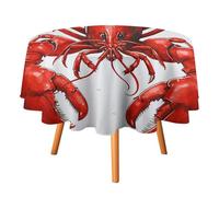 HETVBNS - Red Lobster Print Tablecloth Wrinkle and Stain Resistant Polyester Round Tablecloth 36 x 36 Inch Elegant Decor for Dining Party Patio
