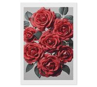 HETVBNS Red Rose Flower Cluster Diamond Painting Kits for Adults, Full Round Drill DIY Diamond Art for Beginners, 5D Gem Art and Crafts for Home Wall Decor 8"x12"