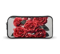 HETVBNS Red Rose Flower Cluster Pencil Case Large Capacity, Durable Pencil Pouch Portable Small Cosmetic Bag with Metal Zipper, Simple Makeup Pouch Aesthetic Toiletry Bag for Travel Office