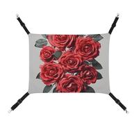 HETVBNS Red Rose Flower Cluster Pet Hammock for Cats & Dogs, Soft Breathable Canvas Hanging Hammock with Adjustable Straps, Comfortable & Durable Hanging Bed for Small to Medium Pets