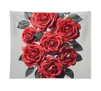 HETVBNS Red Rose Flower Cluster Tapestry Wall Hanging - 50"x60" Aesthetic Tapestries Soft Polyester Wall Art Decor Large Tapestry for Bedroom Living Room Dorm Backdrop, Hanging Kit Included