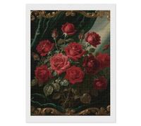 HETVBNS Red Roses Diamond Painting Kits for Adults, Full Round Drill DIY Diamond Art for Beginners, 5D Gem Art and Crafts for Home Wall Decor 12"x16"