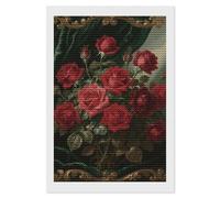HETVBNS Red Roses Diamond Painting Kits for Adults, Full Round Drill DIY Diamond Art for Beginners, 5D Gem Art and Crafts for Home Wall Decor 8"x12"