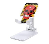 HETVBNS Red Skull & Yellow Sunflowers Phone Stand for Desk - Adjustable & Foldable Tablet Stand Portable Cell Phone Stand Holder Compatible with 4-13" Smartphones, Tablets