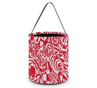 HETVBNS Red White Candy Bag Halloween Trick Or Treat Bucket 7.9x8.3in, Reusable Gift Bags for Party Holiday Wedding