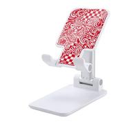 HETVBNS Red White Phone Stand for Desk - Adjustable & Foldable Tablet Stand Portable Cell Phone Stand Holder Compatible with 4-13" Smartphones, Tablets