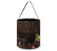 HETVBNS Red Wine Barrel Candy Bag Halloween Trick Or Treat Bucket 7.9x8.3in, Reusable Gift Bags for Party Holiday Wedding