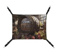 HETVBNS Red Wine Barrel Pet Hammock for Cats & Dogs, Soft Breathable Canvas Hanging Hammock with Adjustable Straps, Comfortable & Durable Hanging Bed for Small to Medium Pets