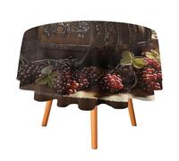 HETVBNS - Red Wine Barrel Tablecloth, Wrinkle and Stain Resistant Polyester Round Tablecloth 60 x 60 Inch, Elegant Decor for Dining, Parties, Patio