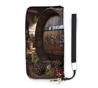 HETVBNS Red Wine Barrel Wallet, Elegant Wristlet Wallet with Multi-Card Slots, PU Leather Long Purse for Women, Men