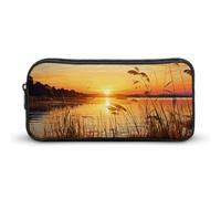 HETVBNS Reeds by The River Pencil Case Large Capacity, Durable Pencil Pouch Portable Small Cosmetic Bag with Metal Zipper, Simple Makeup Pouch Aesthetic Toiletry Bag for Travel Office