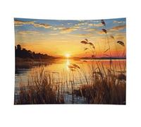HETVBNS Reeds by The River Tapestry Wall Hanging - 30"x40" Aesthetic Tapestries Soft Polyester Wall Art Decor Large Tapestry for Bedroom Living Room Dorm Backdrop, Hanging Kit Included