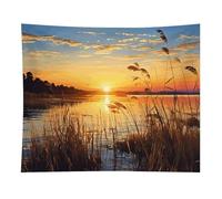 HETVBNS Reeds by The River Tapestry Wall Hanging - 50"x60" Aesthetic Tapestries Soft Polyester Wall Art Decor Large Tapestry for Bedroom Living Room Dorm Backdrop, Hanging Kit Included