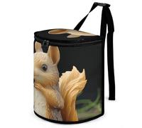 HETVBNS Resin Squirrel Car Trash Can with Lid, Leakproof Hanging Automotive Trash Bin, Waterproof Garbage Storage Bag for Vehicles, RV, Bathroom, Office