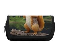 HETVBNS Resin Squirrel Pencil Case Extra Large, Double Layer Pencil Pouch with Zipper, Portable Cosmetic Bags for Travel, Office Stationery Organizer for Women Men