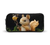 HETVBNS Resin Squirrel Pencil Case Large Capacity, Durable Pencil Pouch Portable Small Cosmetic Bag with Metal Zipper, Simple Makeup Pouch Aesthetic Toiletry Bag for Travel Office