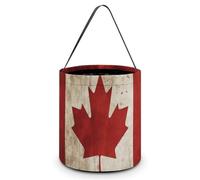 HETVBNS Retro Canada Flag Candy Bag Halloween Trick Or Treat Bucket 7.9x8.3in, Reusable Gift Bags for Party Holiday Wedding