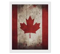 HETVBNS Retro Canada Flag Diamond Painting Kits for Adults, Full Round Drill DIY Diamond Art for Beginners, 5D Gem Art and Crafts for Home Wall Decor 16"x20"