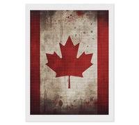 HETVBNS Retro Canada Flag Diamond Painting Kits for Adults, Full Round Drill DIY Diamond Art for Beginners, 5D Gem Art and Crafts for Home Wall Decor 12"x16"