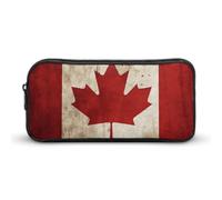 HETVBNS Retro Canada Flag Pencil Case Large Capacity, Durable Pencil Pouch Portable Small Cosmetic Bag with Metal Zipper, Simple Makeup Pouch Aesthetic Toiletry Bag for Travel Office