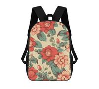 HETVBNS Retro Flower Backpack for Women Men, Durable 600D Polyester Bookbag with Large Capacity, Lightweight 17 Inch Laptop Backpack Minimalism Casual Daypack for Work, Travel