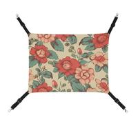 HETVBNS Retro Flower Pet Hammock for Cats & Dogs, Soft Breathable Canvas Hanging Hammock with Adjustable Straps, Comfortable & Durable Hanging Bed for Small to Medium Pets