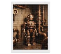 HETVBNS Robot in The Corner Diamond Painting Kits for Adults, Full Round Drill DIY Diamond Art for Beginners, 5D Gem Art and Crafts for Home Wall Decor 12"x16"