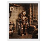 HETVBNS Robot in The Corner Diamond Painting Kits for Adults, Full Round Drill DIY Diamond Art for Beginners, 5D Gem Art and Crafts for Home Wall Decor 16"x20"