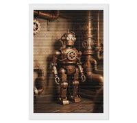 HETVBNS Robot in The Corner Diamond Painting Kits for Adults, Full Round Drill DIY Diamond Art for Beginners, 5D Gem Art and Crafts for Home Wall Decor 8"x12"