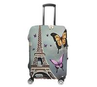 HETVBNS Romantic Paris Butterfly Eiffel Luggage Cover, Elastic Luggage Protector Fits 19-32in Suitcases, Washable & Anti-Scratch Suitcase Cover for Men Women, style, L, Classic