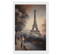 HETVBNS Romantic Paris Eiffel Tower Diamond Painting Kits for Adults, Full Round Drill DIY Diamond Art for Beginners, 5D Gem Art and Crafts for Home Wall Decor 8"x12"