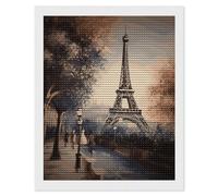 HETVBNS Romantic Paris Eiffel Tower Diamond Painting Kits for Adults, Full Round Drill DIY Diamond Art for Beginners, 5D Gem Art and Crafts for Home Wall Decor 16"x20"