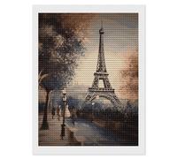 HETVBNS Romantic Paris Eiffel Tower Diamond Painting Kits for Adults, Full Round Drill DIY Diamond Art for Beginners, 5D Gem Art and Crafts for Home Wall Decor 12"x16"