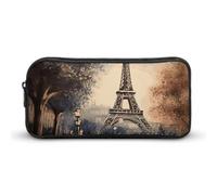 HETVBNS Romantic Paris Eiffel Tower Pencil Case Large Capacity, Durable Pencil Pouch Portable Small Cosmetic Bag with Metal Zipper, Simple Makeup Pouch Aesthetic Toiletry Bag for Travel Office