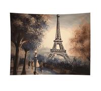 HETVBNS Romantic Paris Eiffel Tower Tapestry Wall Hanging - 30"x40" Aesthetic Tapestries Soft Polyester Wall Art Decor Large Tapestry for Bedroom Living Room Dorm Backdrop, Hanging Kit Included