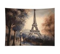 HETVBNS Romantic Paris Eiffel Tower Tapestry Wall Hanging - 60"x80" Aesthetic Tapestries Soft Polyester Wall Art Decor Large Tapestry for Bedroom Living Room Dorm Backdrop, Hanging Kit Included