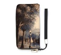 HETVBNS Romantic Paris Eiffel Tower Wallet, Elegant Wristlet Wallet with Multi-Card Slots, PU Leather Long Purse for Women, Men