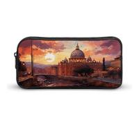 HETVBNS Rome Sunset Pencil Case Large Capacity, Durable Pencil Pouch Portable Small Cosmetic Bag with Metal Zipper, Simple Makeup Pouch Aesthetic Toiletry Bag for Travel Office