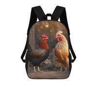 HETVBNS Rooster And Chicken Backpack for Women Men, Durable 600D Polyester Bookbag with Large Capacity, Lightweight 17 Inch Laptop Backpack Minimalism Casual Daypack for Work, Travel