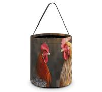 HETVBNS Rooster And Chicken Candy Bag Halloween Trick Or Treat Bucket 7.9x8.3in, Reusable Gift Bags for Party Holiday Wedding