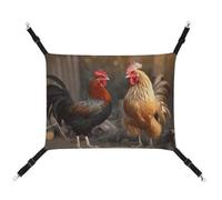 HETVBNS Rooster and Chicken Pet Hammock for Cats & Dogs, Soft Breathable Canvas Hanging Hammock with Adjustable Straps, Comfortable & Durable Hanging Bed for Small to Medium Pets