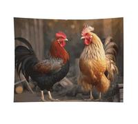 HETVBNS Rooster And Chicken Tapestry Wall Hanging - 30"x40" Aesthetic Tapestries Soft Polyester Wall Art Decor Large Tapestry for Bedroom Living Room Dorm Backdrop, Hanging Kit Included