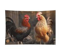 HETVBNS Rooster And Chicken Tapestry Wall Hanging - 40"x60" Aesthetic Tapestries Soft Polyester Wall Art Decor Large Tapestry for Bedroom Living Room Dorm Backdrop, Hanging Kit Included