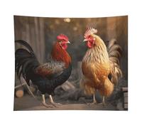 HETVBNS Rooster And Chicken Tapestry Wall Hanging - 50"x60" Aesthetic Tapestries Soft Polyester Wall Art Decor Large Tapestry for Bedroom Living Room Dorm Backdrop, Hanging Kit Included