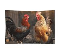 HETVBNS Rooster And Chicken Tapestry Wall Hanging - 60"x90" Aesthetic Tapestries Soft Polyester Wall Art Decor Large Tapestry for Bedroom Living Room Dorm Backdrop, Hanging Kit Included