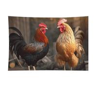 HETVBNS Rooster And Chicken Tapestry Wall Hanging - 60"x90" Aesthetic Tapestries Soft Polyester Wall Art Decor Large Tapestry for Bedroom Living Room Dorm Backdrop, Hanging Kit Included
