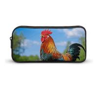 HETVBNS Rooster Pencil Case Large Capacity Zipper Pouch, Durable Pencil Box Organizer, Portable Small Cosmetic Bag for Office, Travel