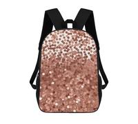 HETVBNS Rose Gold Glitter Backpack for Women Men, Durable 600D Polyester Bookbag with Large Capacity, Lightweight 17 Inch Laptop Backpack Minimalism Casual Daypack for Work, Travel